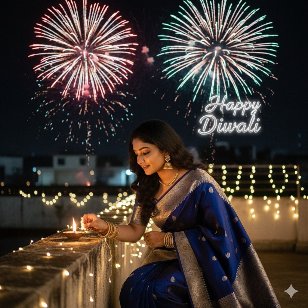 Blue Saree Fireworks