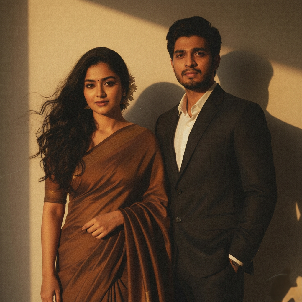 Brown Saree Couple
