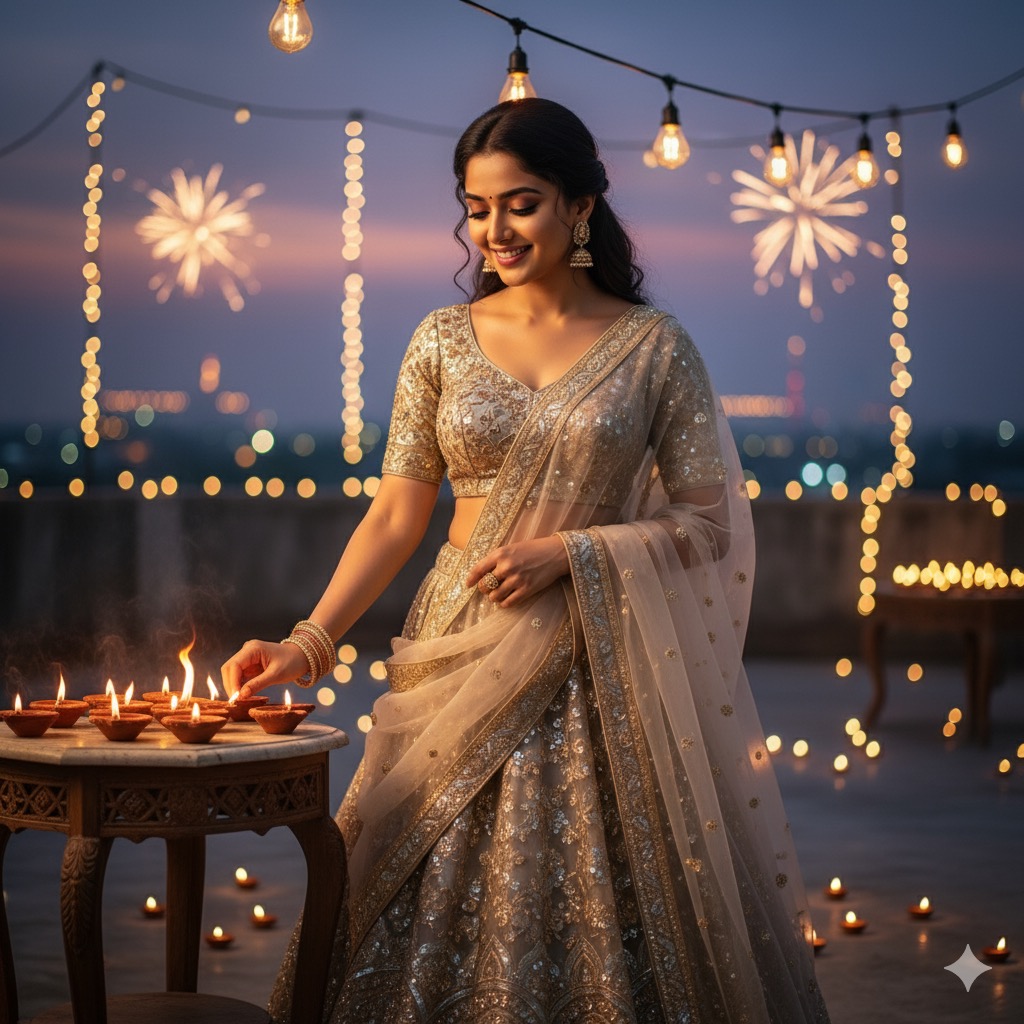 Rooftop Diya Lighting